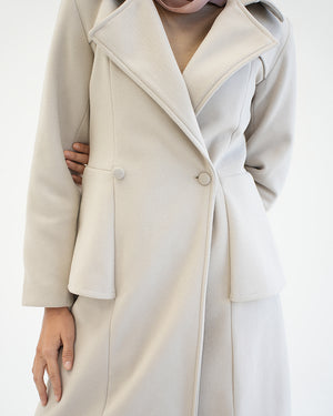 Wool Peplum Coat Beige C1251