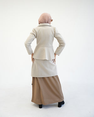 Wool Peplum Coat Beige C1251