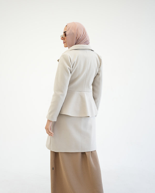Wool Peplum Coat Beige C1251