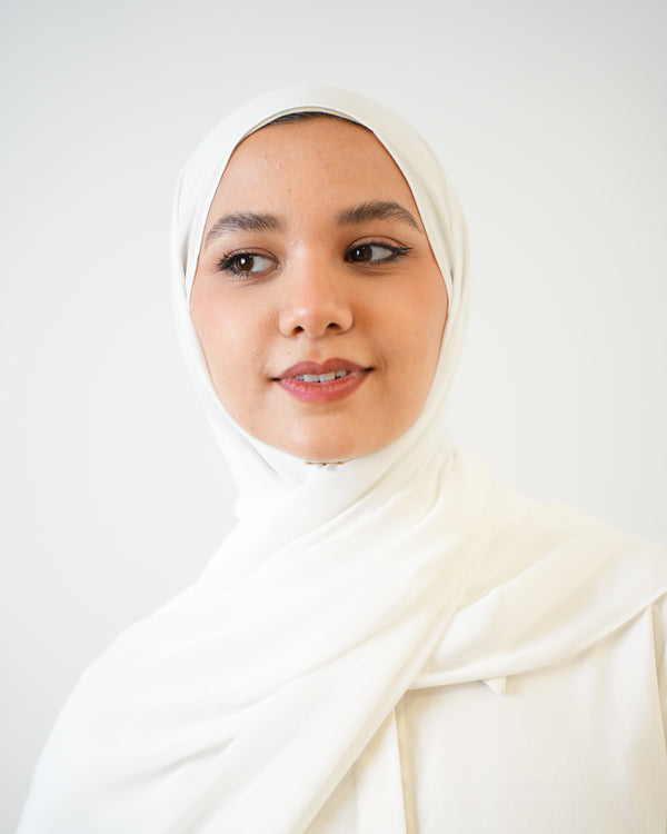 Soft Cotton Chiffon Scarf White
