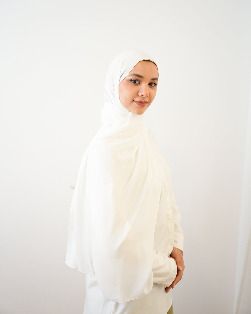 Soft Cotton Chiffon Scarf White