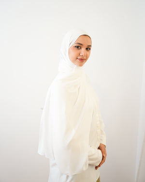 Soft Cotton Chiffon Scarf White