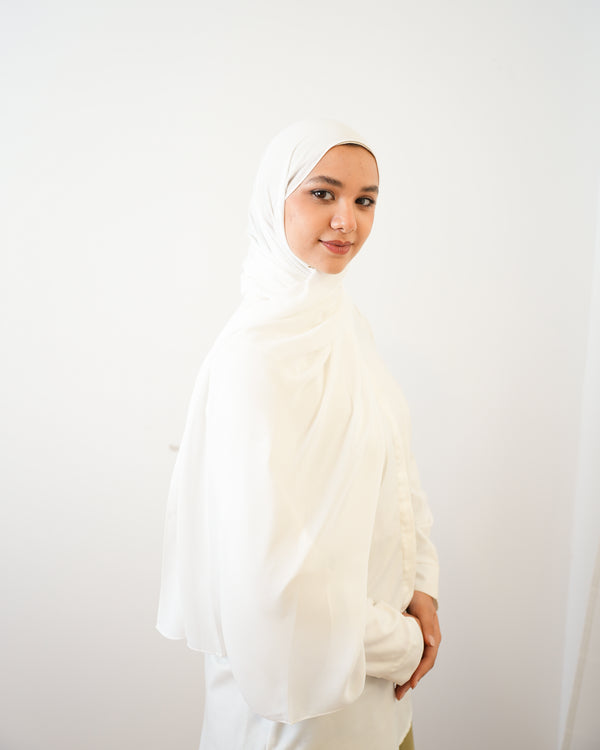 Soft Cotton Chiffon Scarf White