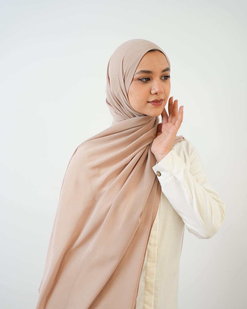 Soft Cotton Chiffon Scarf Beige