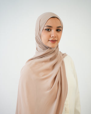 Soft Cotton Chiffon Scarf Beige