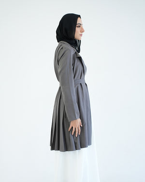 Back Pleated Gabardin Jacket Grey C81