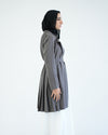 Back Pleated Gabardin Jacket Grey C81