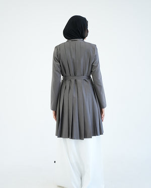 Back Pleated Gabardin Jacket Grey C81
