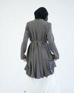Back Pleated Gabardin Jacket Grey C81