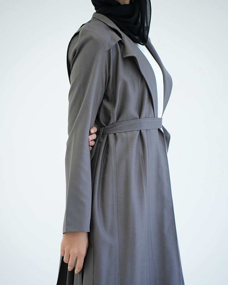 Back Pleated Gabardin Jacket Grey C81