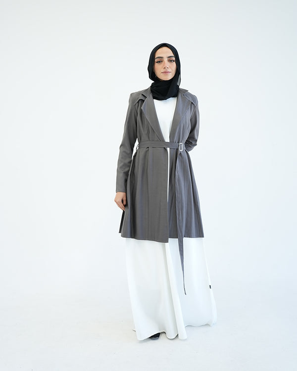 Back Pleated Gabardin Jacket Grey C81