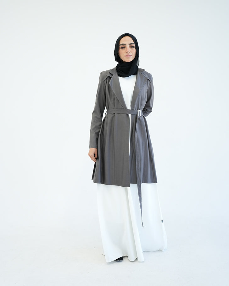 Back Pleated Gabardin Jacket Grey C81