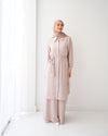 Chemise and Wide Leg Pants Set Beige C2410
