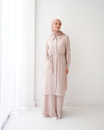 Chemise and Wide Leg Pants Set Beige C2410