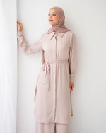 Chemise and Wide Leg Pants Set Beige C2410