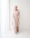 Chemise and Wide Leg Pants Set Beige C2410