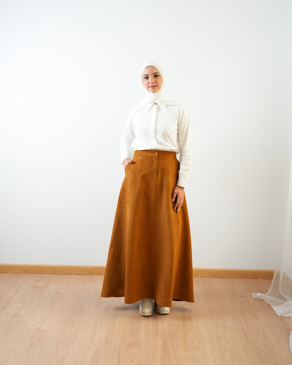 Suede Maxi Skirt Rust C2030