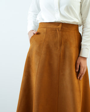 Suede Maxi Skirt Rust C2030