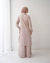 Chemise and Wide Leg Pants Set Beige C2410