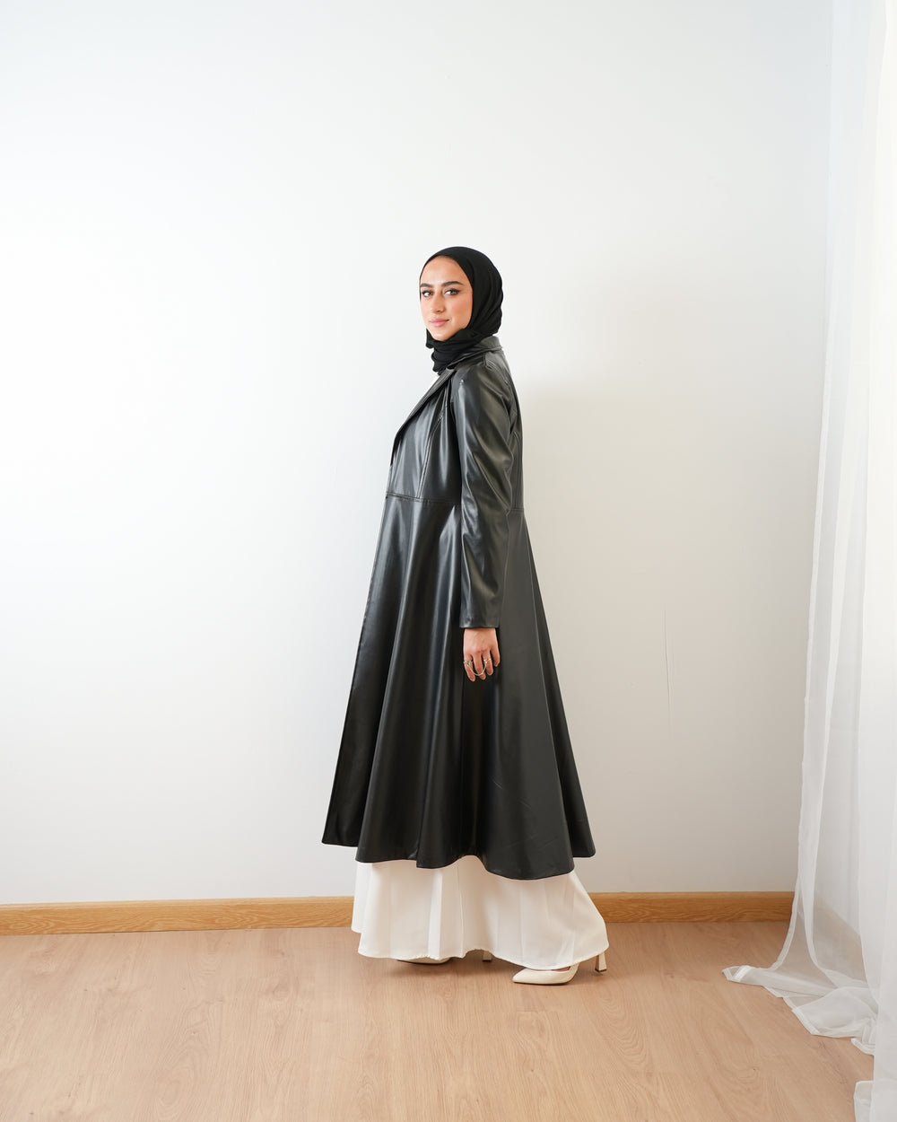 Maxi Leather Coat Black C167