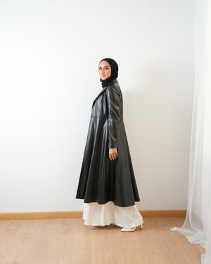 Maxi Leather Coat Black C167