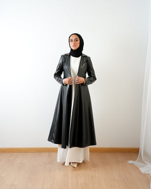 Maxi Leather Coat Black C167