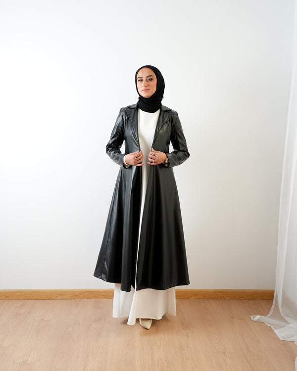 Maxi Leather Coat Black C167