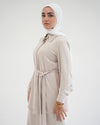 Suede Chemise With Pleated Chiffon Back Beige C234