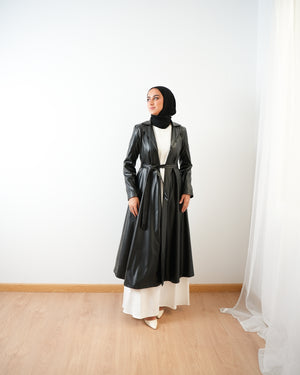 Maxi Leather Coat Black C167