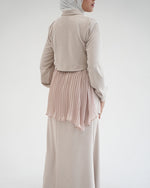 Suede Chemise With Pleated Chiffon Back Beige C234