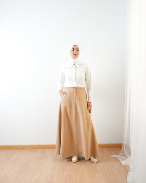 Suede Maxi Skirt Beige C2030