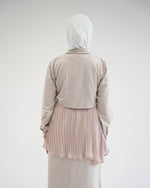 Suede Chemise With Pleated Chiffon Back Beige C234