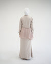 Suede Chemise With Pleated Chiffon Back Beige C234