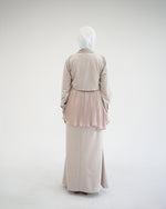 Suede Chemise With Pleated Chiffon Back Beige C234