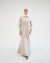 Suede Chemise With Pleated Chiffon Back Beige C234