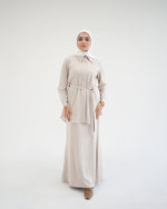 Suede Chemise With Pleated Chiffon Back Beige C234