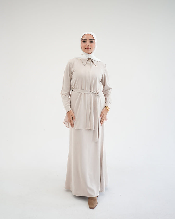 Suede Maxi Skirt Beige C231