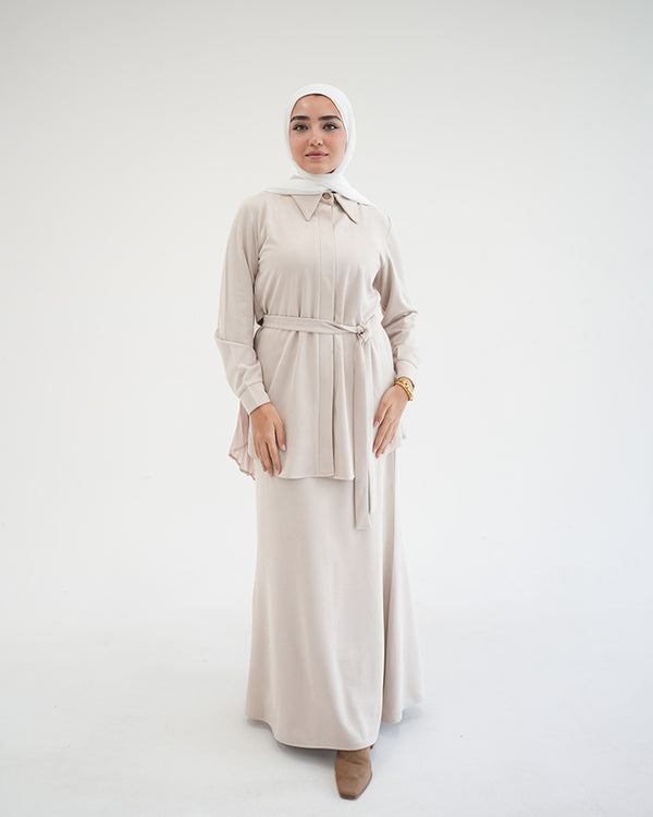 Suede Maxi Skirt Beige C231