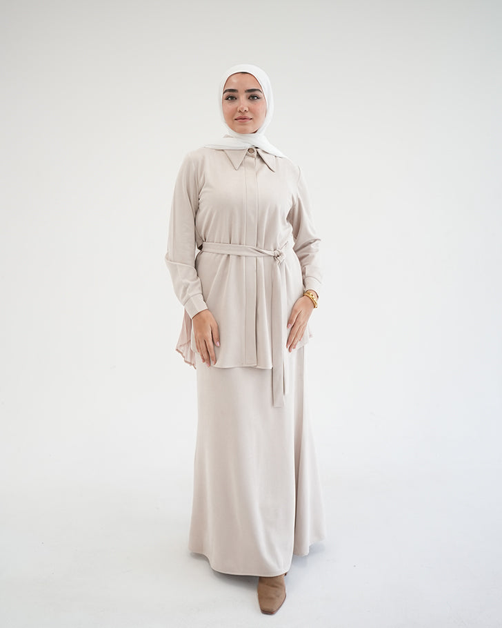 Suede Maxi Skirt Beige C231