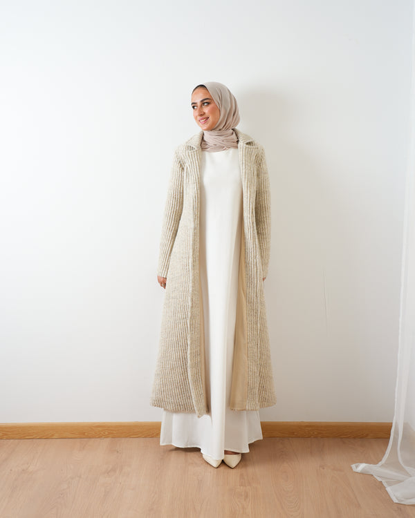 Wool Blend Heavy Coat Cream C1672