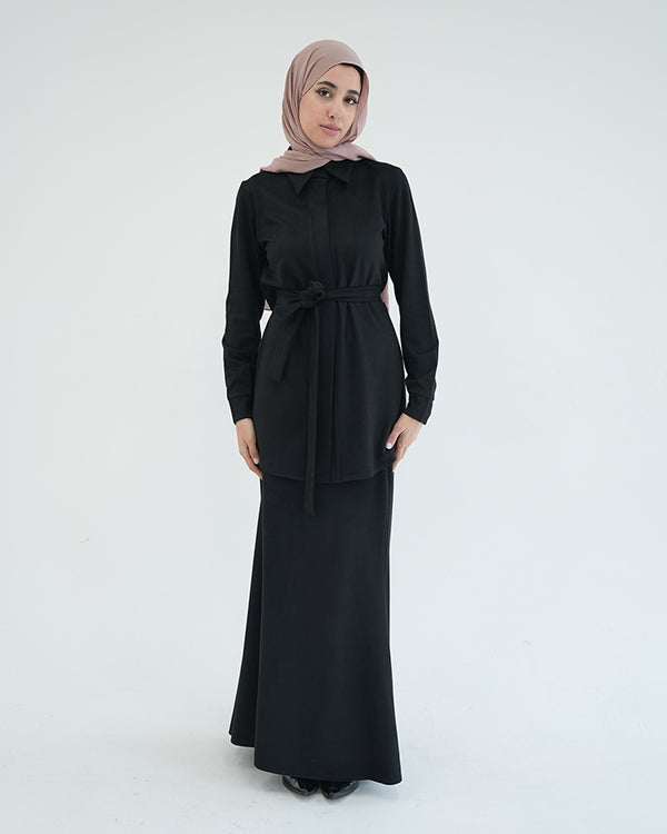 Suede Maxi Skirt Black C231