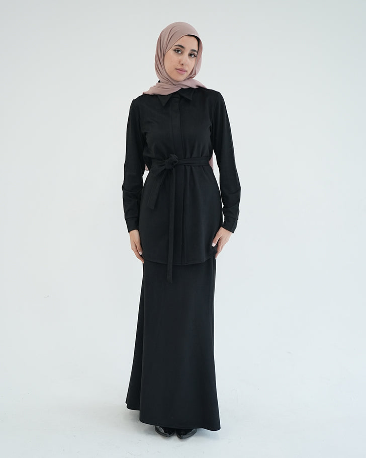 Suede Maxi Skirt Black C231