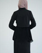 Suede Chemise With Pleated Chiffon Back Black C234