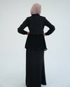 Suede Chemise With Pleated Chiffon Back Black C234