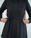 Suede Chemise With Pleated Chiffon Back Black C234