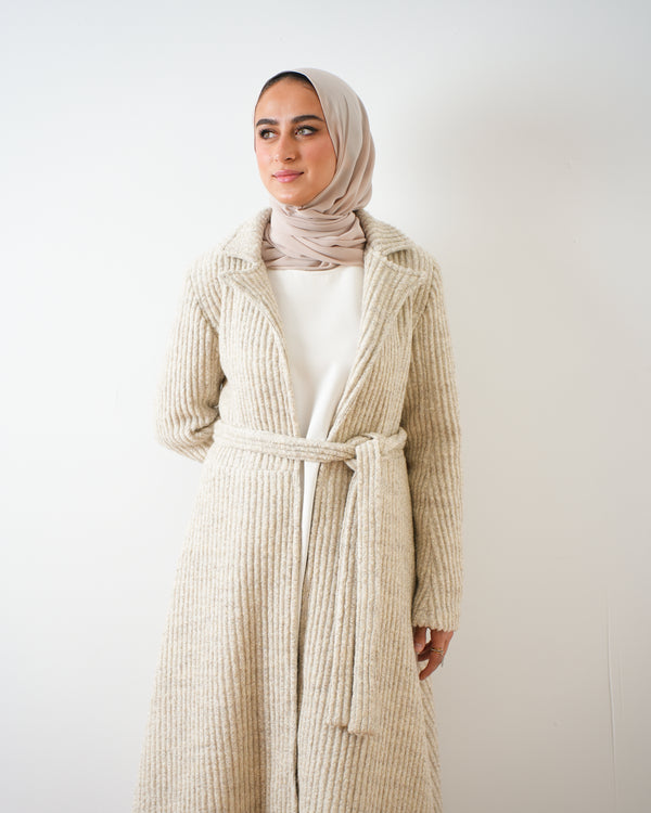 Wool Blend Heavy Coat Cream C1672