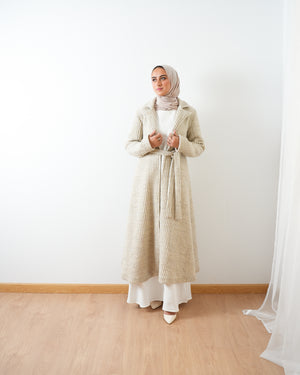 Wool Blend Heavy Coat Cream C1672