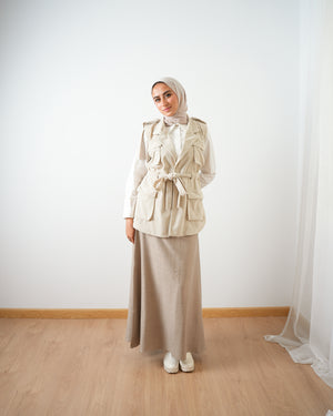 Corduroy Cargo Vest Cream C206