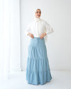 Denim Tiered Maxi Skirt Blue C8221