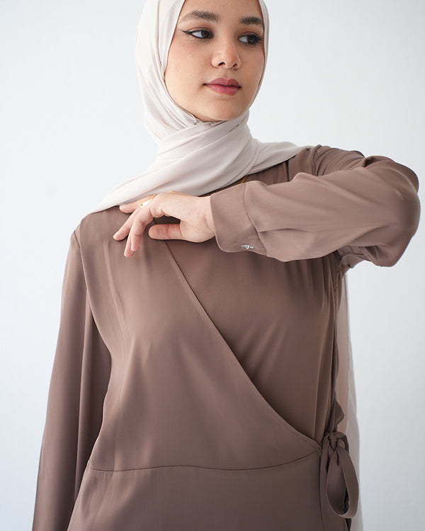 Silk Wrap Dress Cafe C102
